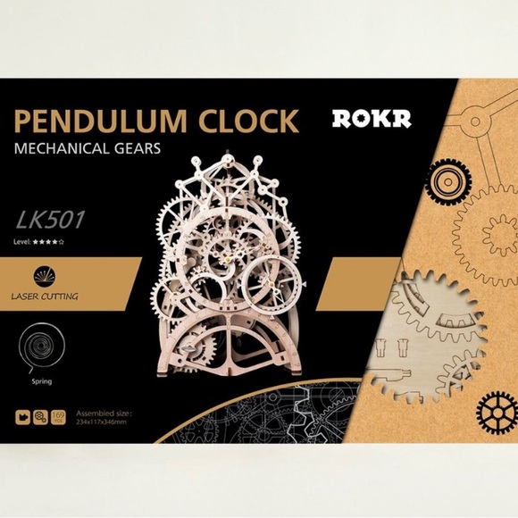 Pendulum Clock Assembly Puzzle Mechanical Wooden Gear ROKR Engineering Kit Toys - Picture 1 of 4